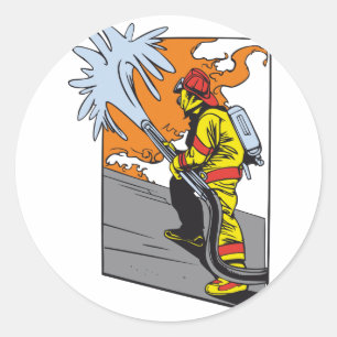 Action Firefighter Classic Round Sticker