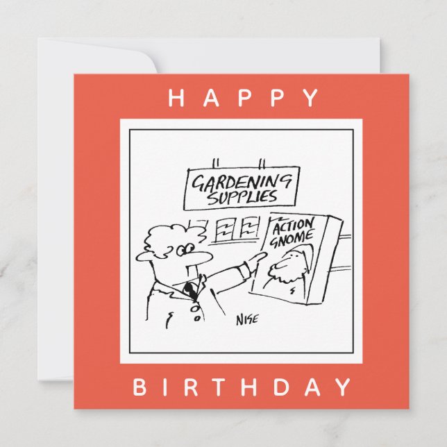 Action Gnome in the Garden Centre Cartoon Card (Front)