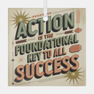 Action Is The Foundational Key To All Success Glass Tree Decoration