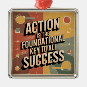 Action Is The Foundational Key To All Success Metal Tree Decoration
