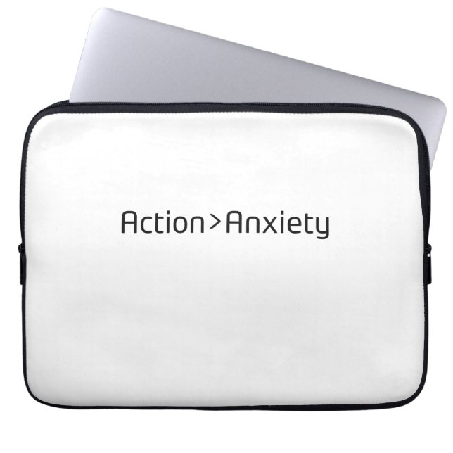 Action Over Anxiety Minimalist Laptop Sleeve (Front)