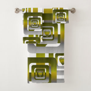 Activate My Heart Pattern Silver Bath Towel Set