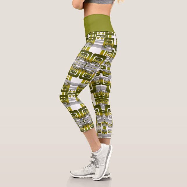 Activate My Heart Pattern Silver Capri Leggings (Left)