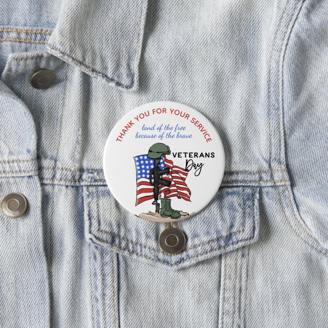 Active Duty or Retired Veteran Military Thank you 7.5 Cm Round Badge (In Situ)