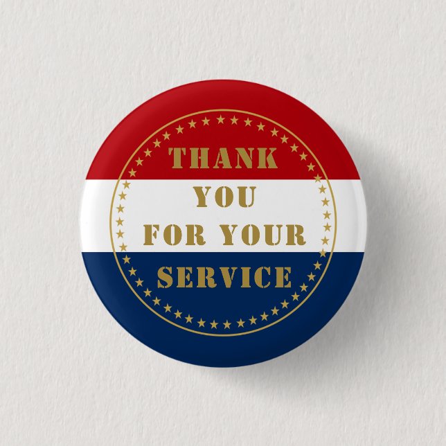Active Duty Veteran Military Police Fire Thank You 3 Cm Round Badge (Front)
