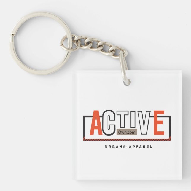 Active Mode On – Stay Fit Stay Moving Design Key Ring (Front)
