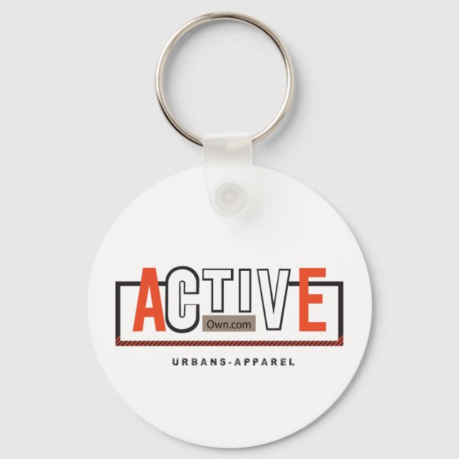 Active Mode On – Stay Fit Stay Moving Design Key Ring (Front)