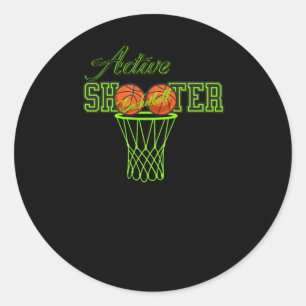 Active Shooter Basketball. Classic Round Sticker