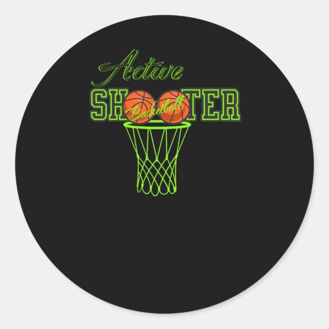Active Shooter Basketball.  Classic Round Sticker (Front)