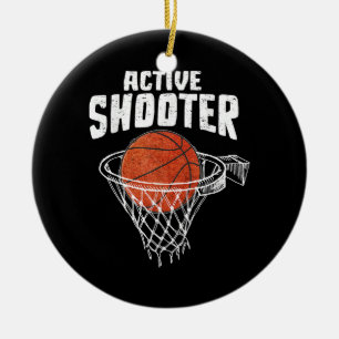 Active Shooter Basketball Lovers Men Women Basketb Ceramic Tree Decoration