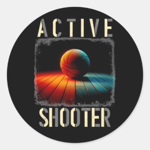 Active Shooter Basketball Player Lovers Bball Spor Classic Round Sticker