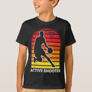 Active Shooter Bysketbyll Player Retro Vintage Sun T-Shirt