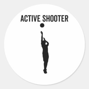 Active Shooter Sketll Funny Sport Lover Humour Classic Round Sticker