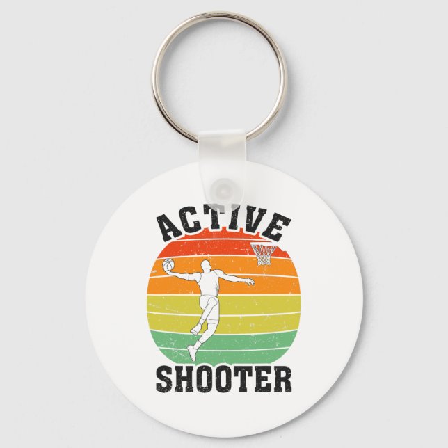 Active Shooter Sketll Player Retro Sket Lover Vint Key Ring (Front)