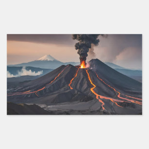 Active Volcano Near The Mountains Rectangular Sticker