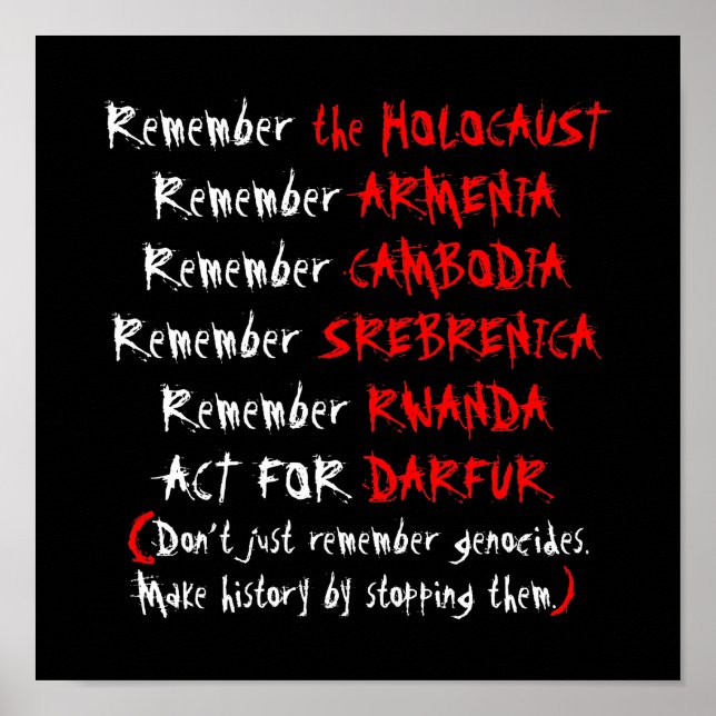 Activism: Don't just remember genocides... Poster (Front)
