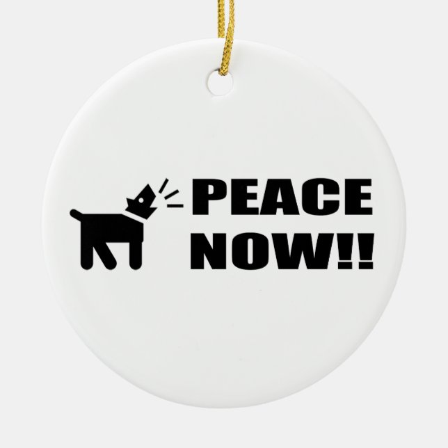 Activist Dog Peace Now Ceramic Tree Decoration (Front)