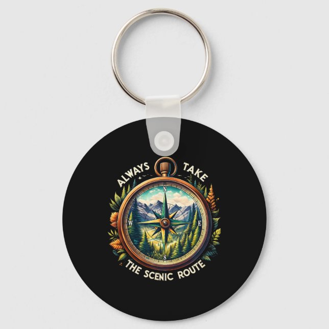 Activities Always Take The Scenic Route Comp Outdo Key Ring (Front)