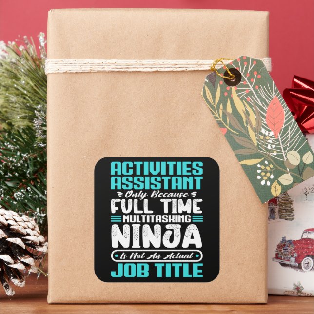 Activities Assistant Job Title Profession Skills Square Sticker (Holiday)