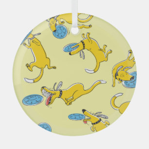 Activity dogs: frisbee sports pattern glass tree decoration