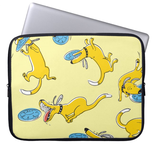 Activity dogs: frisbee sports pattern laptop sleeve (Front)
