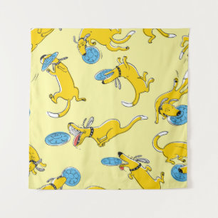 Activity dogs: frisbee sports pattern tapestry