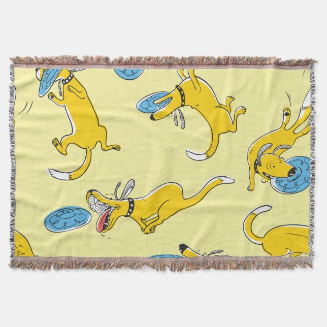 Activity dogs: frisbee sports pattern throw blanket (Front)