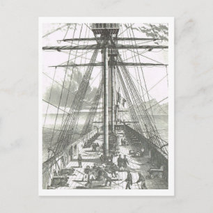 Activity on the foredeck  1800s postcard