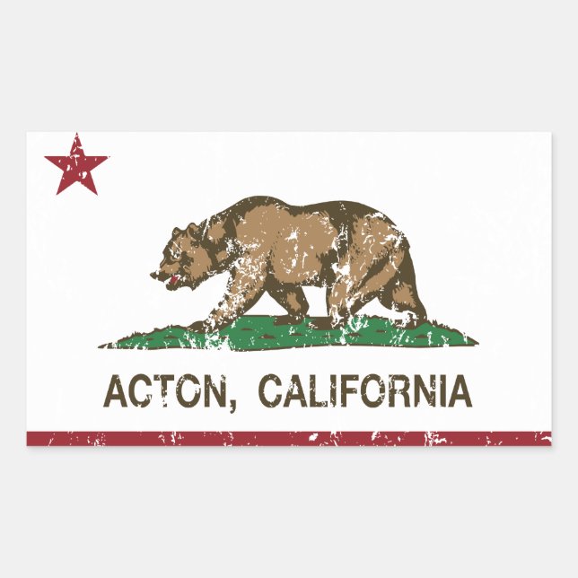 Acton California Republic Flag Rectangular Sticker (Front)