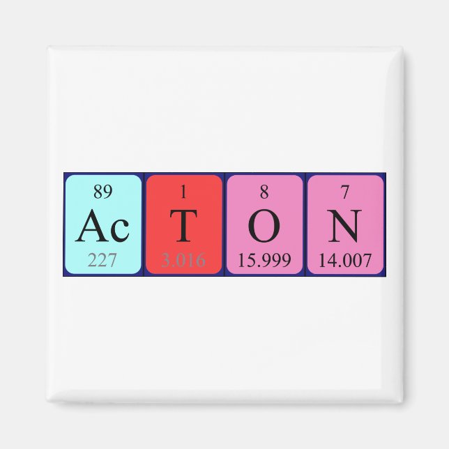 Acton periodic table name magnet (Front)
