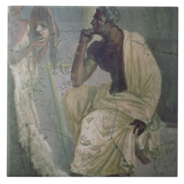 Actor and Mask, from the House of the Tragic Poet, Tile (Front)