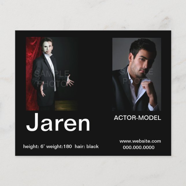 Actor Headshot Affordable Comp  Cards (Front)