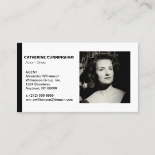 Actor Headshot Black Stripe Business Card