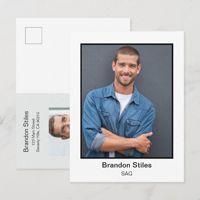 Actor Headshot Photo Postcard (Front/Back)