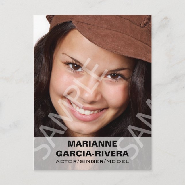 Actor Headshot White Transparent Panel Postcard (Front)