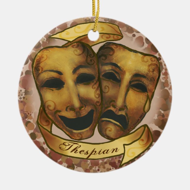 Actor Masks Ceramic Tree Decoration (Front)