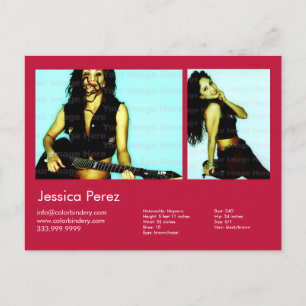 Actor & Model 2 Shot Red Headshot Comp Postcard