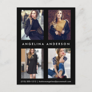 Actor Model 4 Photo Comp Card Postcard Blk