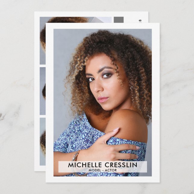 Actor Model 5x7 Zed Comp Card 3 Photo Back (Front/Back)