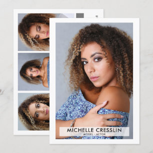 Actor Model 5x7 Zed Comp Card 3 Photo Back