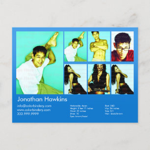 Actor & Model Blue Headshot Comp Postcard