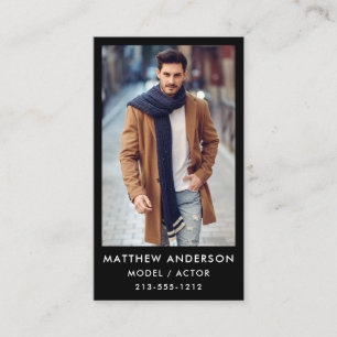 Actor Model Colour Photo Business Card - Blk