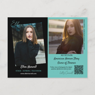 Actor Model Composite 3 Photo Promo Card Postcard