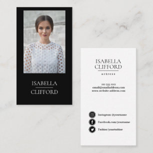 Actor Model Dancer Black White Photo Social Media Business Card