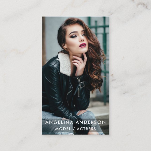 Actor Model Photo Modern Business Card (Front)