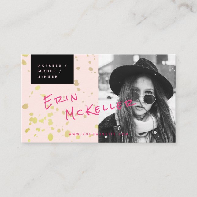 Actor Model Singer Blush Pink Photo Business Card (Front)