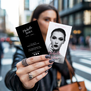 Actor models headshot black and white photo modern business card