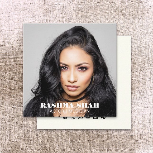 Actor Musician Entertainment Professional Photo Square Business Card (Creator Uploaded)