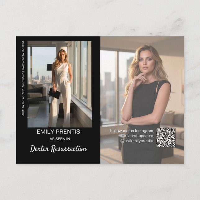 Actor Promo Card | 3 Photo Composite Postcard (Back)