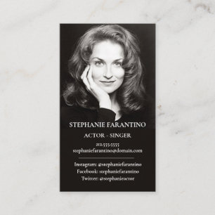 Actor Singer Black & White Vertical Photo Business Card